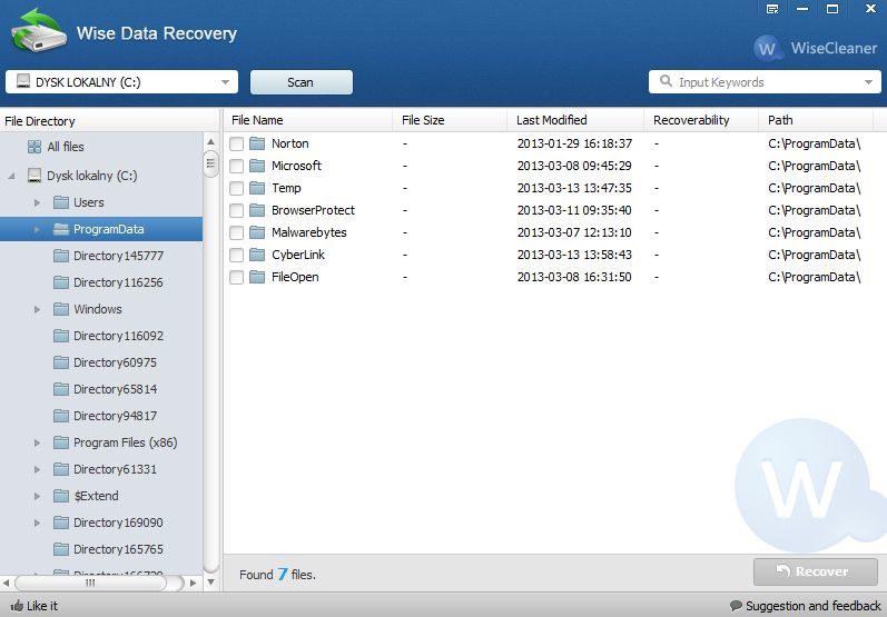 Wise Data Recovery 3.19 Download  Descargar  Recuperação 